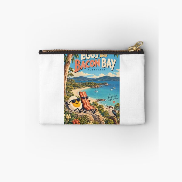 Item preview, Eggs and Bacon Bay Tasmania Australia Coastal Breakfast with Kookaburra and Eucalyptus designed and sold by Aryabek.