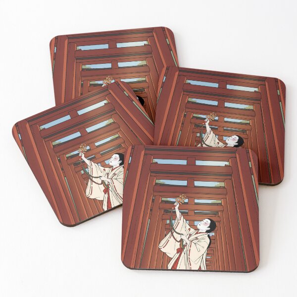 Item preview, Una doncella del santuario bailando bajo mil puertas torii. designed and sold by TokyoUkiyoHouse.