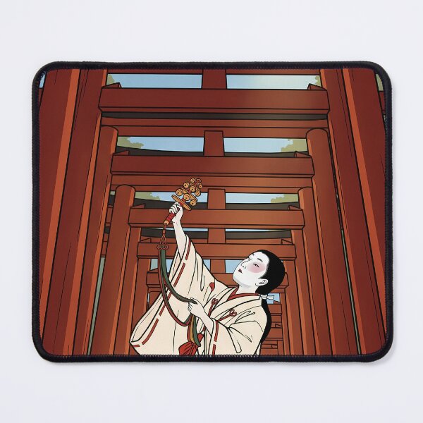 Item preview, Shrine Maiden Dancing Under Thousand Torii Gates designed and sold by TokyoUkiyoHouse.