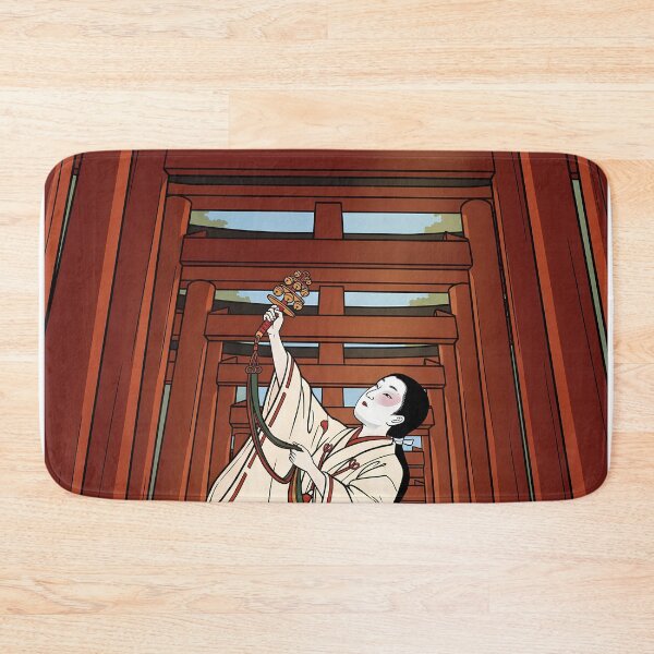 Item preview, Shrine Maiden Dancing Under Thousand Torii Gates designed and sold by TokyoUkiyoHouse.