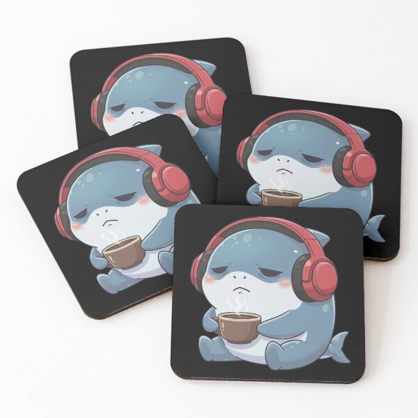 Item preview, Sleepy Shark Drinking Coffee designed and sold by Nature's Chibis.