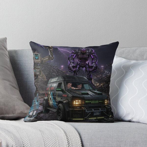 Item preview, Cyberpunk Apocalypse Scrapheap Sentinel Robot Attack Mural designed and sold by LazyDayzCo.