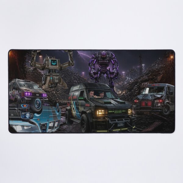 Item preview, Cyberpunk Apocalypse Scrapheap Sentinel Robot Attack Mural designed and sold by LazyDayzCo.