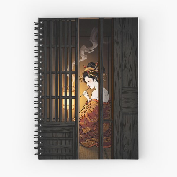 Item preview, Geisha Smoking Pipe Behind Wooden Lattice Door designed and sold by TokyoUkiyoHouse.