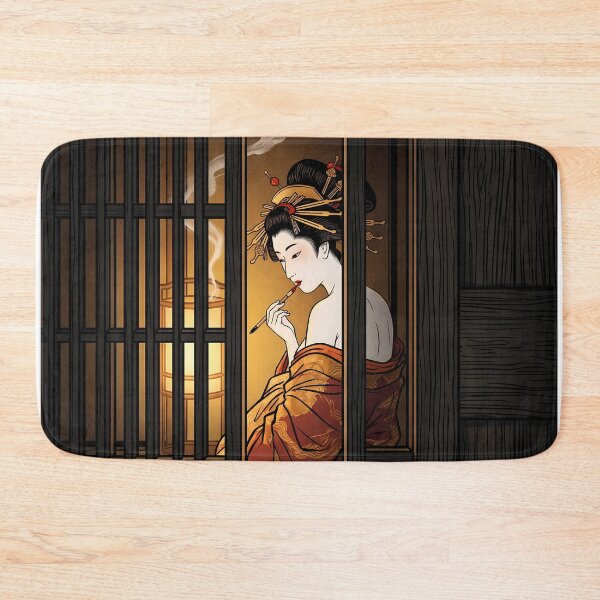 Item preview, Geisha Smoking Pipe Behind Wooden Lattice Door designed and sold by TokyoUkiyoHouse.