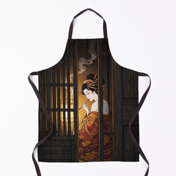 Item preview, Geisha Smoking Pipe Behind Wooden Lattice Door designed and sold by TokyoUkiyoHouse.