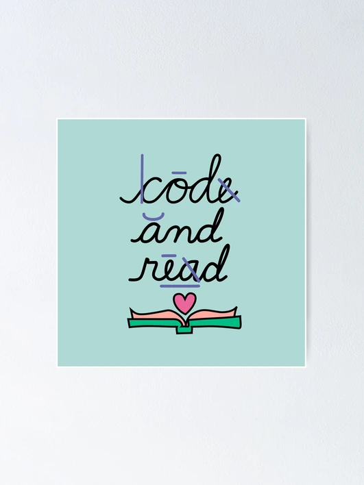 Aperçu 1 sur 3. Poster avec l'œuvre code et lire créée et vendue par hello readers.