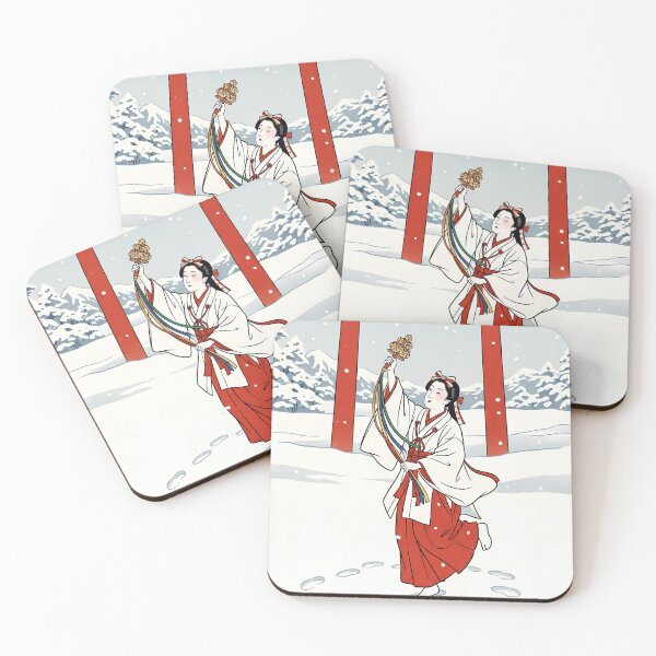 Item preview, Danza de la sacerdotisa Kagura en el Torii de nieve designed and sold by TokyoUkiyoHouse.