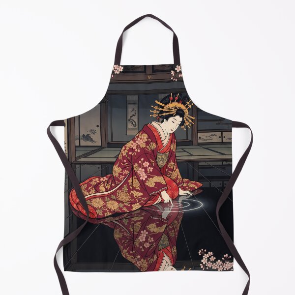 Item preview, Geisha Reflecting in Water with Cherry Blossoms designed and sold by TokyoUkiyoHouse.