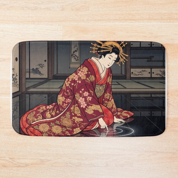 Item preview, Geisha Reflecting in Water with Cherry Blossoms designed and sold by TokyoUkiyoHouse.