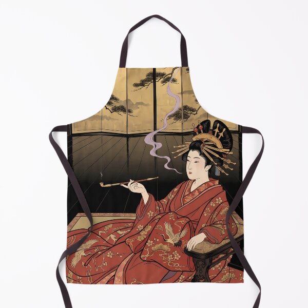 Item preview, Oiran Smoking Pipe Beside Gold Screen designed and sold by TokyoUkiyoHouse.
