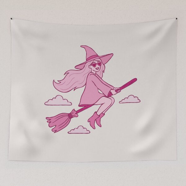 Item preview, Pink Flying Witch Broomstick designed and sold by Gkinoki.
