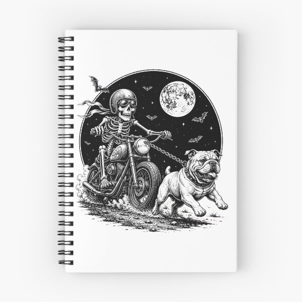 Item preview, skeleton running with bulldog halloween night full moon bats designed and sold by hugoinkcoast.