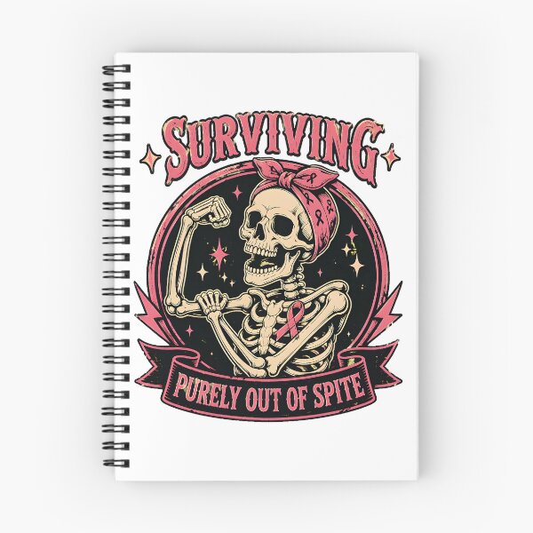 Item preview, skeleton surviving purely out of spite pink ribbon coffee mug designed and sold by hugoinkcoast.
