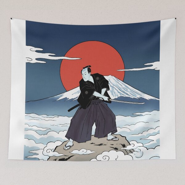Item preview, Samurai on Peak Rising Sun Mount Fuji designed and sold by TokyoUkiyoHouse.