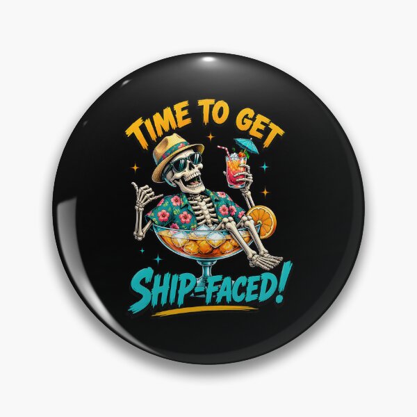 Item preview, time to get ship faced skeleton captain cocktail cruise vacation designed and sold by hugoinkcoast.