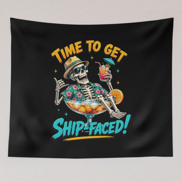 Item preview, time to get ship faced skeleton captain cocktail cruise vacation designed and sold by hugoinkcoast.