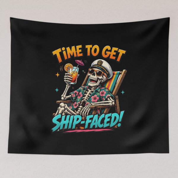 Item preview, time to get ship faced skeleton cruise hawaiian designed and sold by hugoinkcoast.