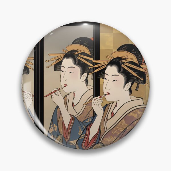 Artikelvorschau, Geisha schminkt sich mit einem Spiegel (Ukiyo-e) entworfen und verkauft von TokyoUkiyoHouse.