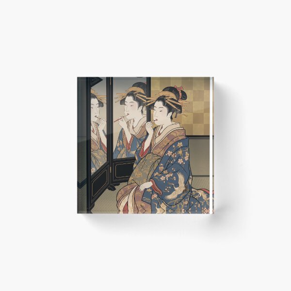 Item preview, Geisha Applying Makeup with Mirror Ukiyo-e designed and sold by TokyoUkiyoHouse.