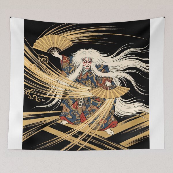 Item preview, Kabuki Renjishi White Lion Dance Ukiyo-e designed and sold by TokyoUkiyoHouse.