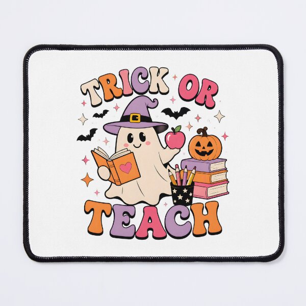 Item preview, trick or teach groovy teacher halloween retro floral ghost designed and sold by Lockcownmz.