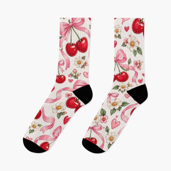 Item preview, Coquette Bow & Cherry Pattern – Cute Pink Cherry Aesthetic designed and sold by RJACreative.