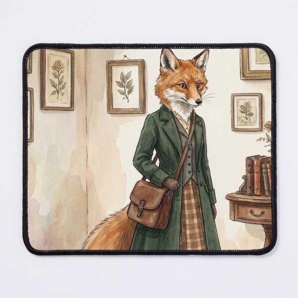 Item preview, Vintage Fox Lady in Green Coat Indoors designed and sold by Merli7.