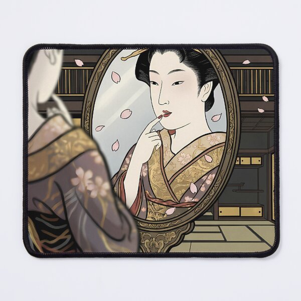 Item preview, Geisha Admiring Her Reflection in Oval Mirror designed and sold by TokyoUkiyoHouse.