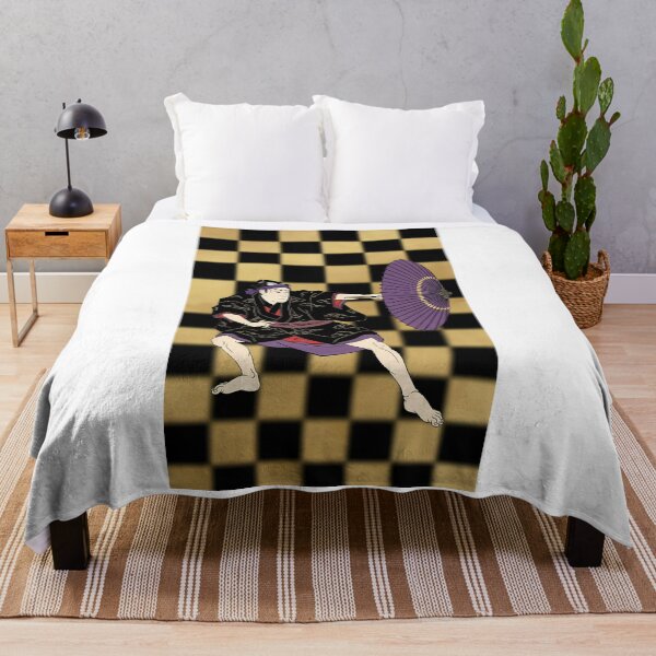 Item preview, Kabuki Actor with Purple Umbrella and Checkered Background designed and sold by TokyoUkiyoHouse.
