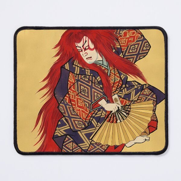 Item preview, Red Kabuki Lion Dance with Golden Fans designed and sold by TokyoUkiyoHouse.