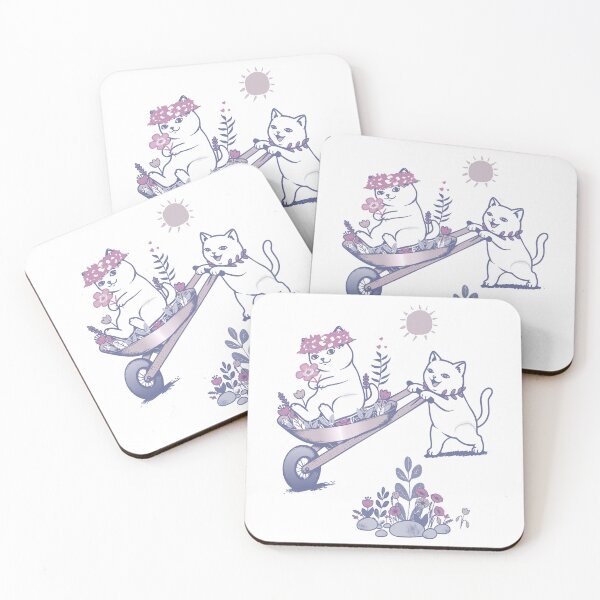 Item preview, Flower Cart Cat Pair designed and sold by catnbloom.