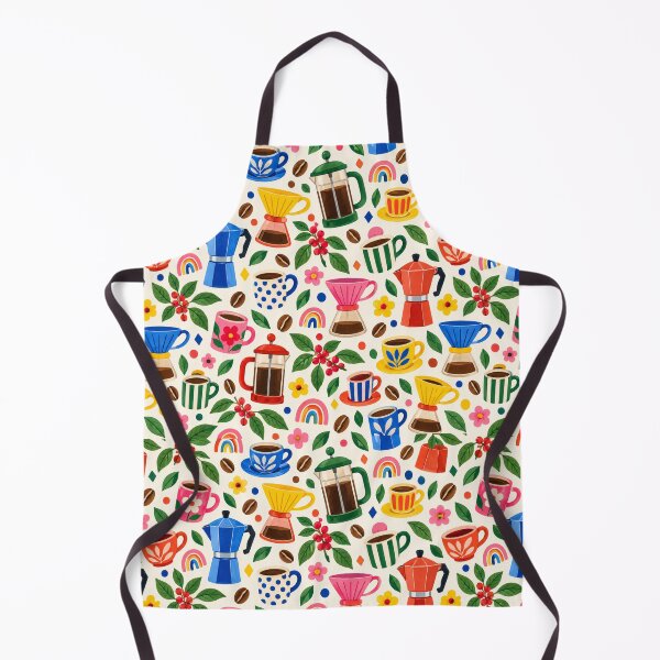Item preview, Colorful Coffee Pattern with Moka Pots, Mugs and Flowers designed and sold by Kybruno's Creations.