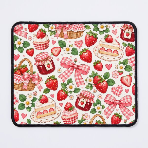 Item preview, Cute Strawberry Picnic Pattern – Kawaii Cottagecore Strawberry Design designed and sold by RJACreative.