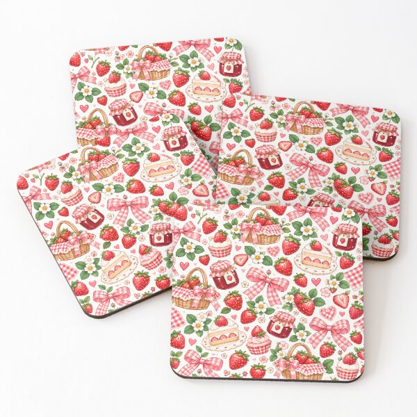 Item preview, Cute Strawberry Picnic Pattern – Kawaii Cottagecore Strawberry Design designed and sold by RJACreative.