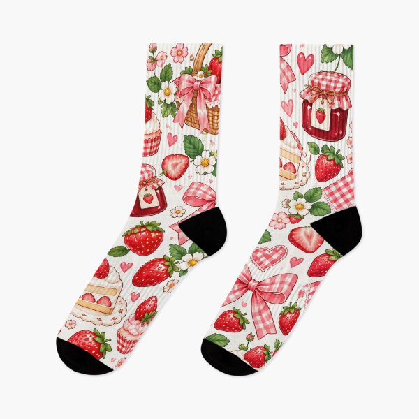 Item preview, Cute Strawberry Picnic Pattern – Kawaii Cottagecore Strawberry Design designed and sold by RJACreative.