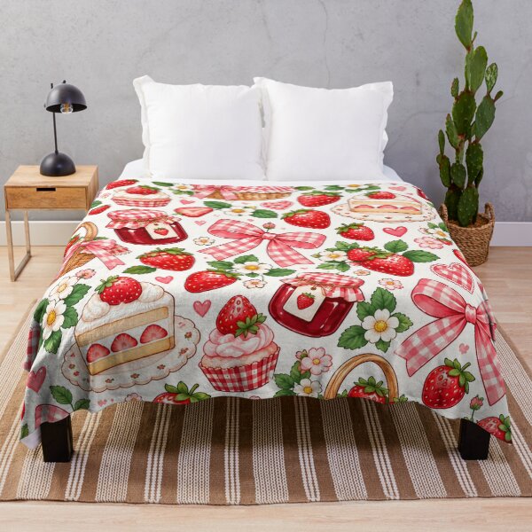Item preview, Cute Strawberry Picnic Pattern – Kawaii Cottagecore Strawberry Design designed and sold by RJACreative.