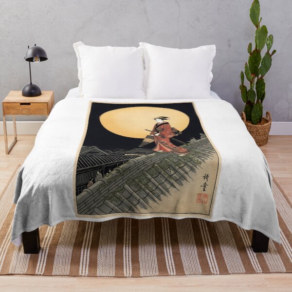 Artikelvorschau, Japanische Frau spaziert bei Vollmond auf einem Dach (Ukiyo-e) entworfen und verkauft von TokyoUkiyoHouse.
