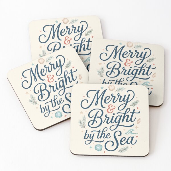 Item preview, Merry & Bright by the Sea – Coastal Christmas Typography Beach Holiday Design designed and sold by Sea Gem.