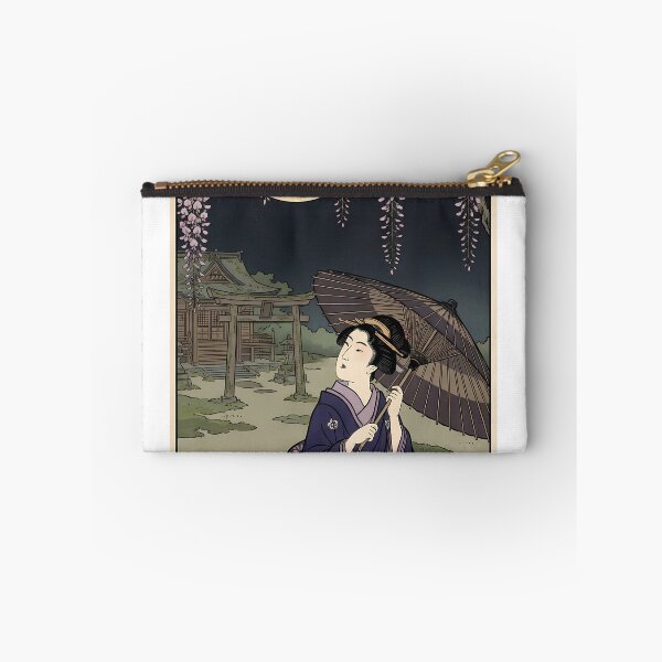 Item preview, Geisha under Wisteria and Full Moon Japanese Ukiyo-e Art Poster designed and sold by TokyoUkiyoHouse.
