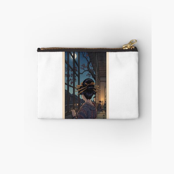 Item preview, Geisha Gazing at Full Moon and Cherry Blossoms Japanese Ukiyo-e Art designed and sold by TokyoUkiyoHouse.