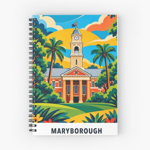 Item preview, Torre del reloj y palmeras del ayuntamiento de Maryborough designed and sold by Print My Town.