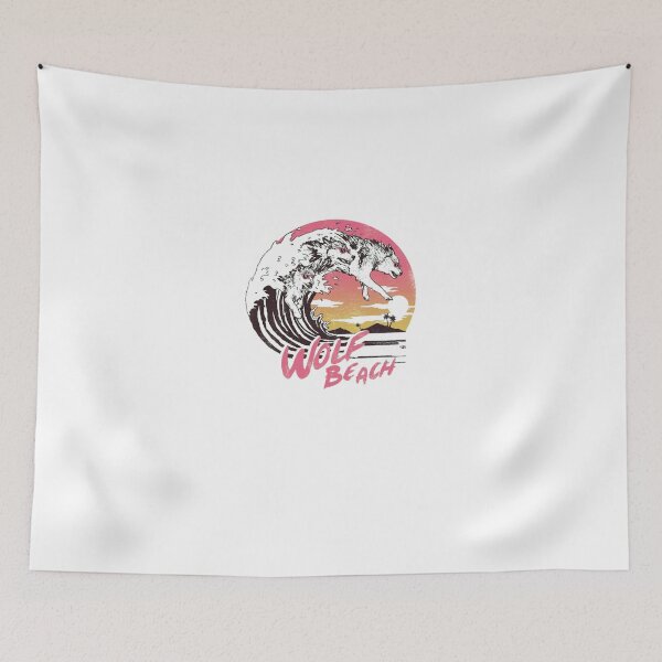Item preview, Retro Synthwave Surfing Wolves Beach Sunset designed and sold by InesKreiger46.
