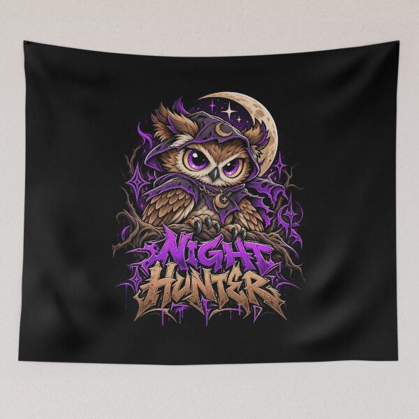 Item preview, Night Hunter - Kawaii Owl Graffiti Streetwear designed and sold by Visual Dept..