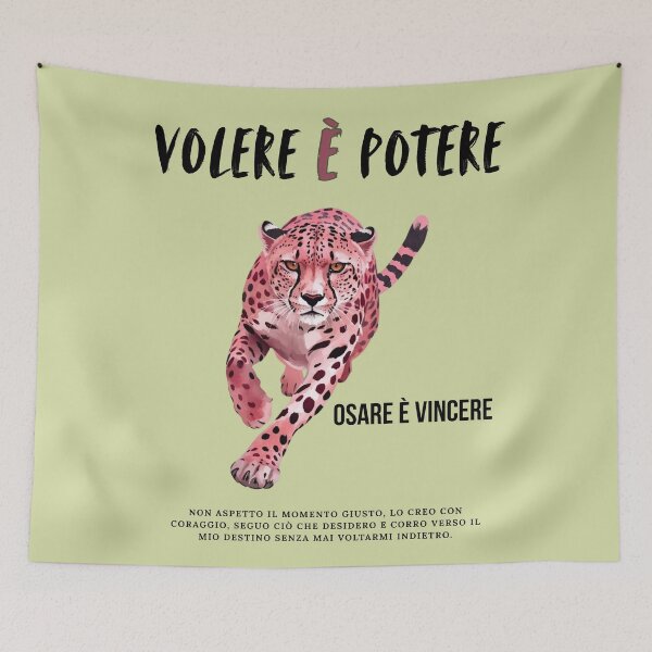 Item preview, Fuchsia Cheetah Italian Quote Powerful Feminine Art designed and sold by KaBaRen.