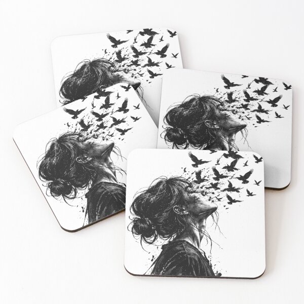 Item preview, Woman Dissolving Into Birds - Freedom Ink Art designed and sold by urbancanvas2.