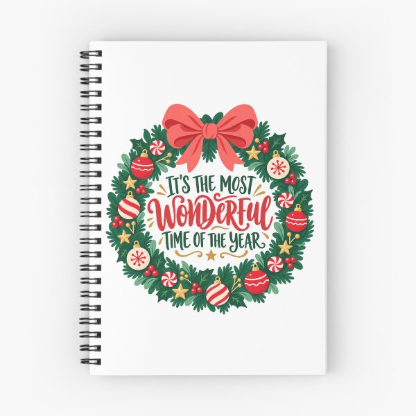 Item preview, Festive Christmas Wreath with Red Bow and Lettering designed and sold by skyartdesign.