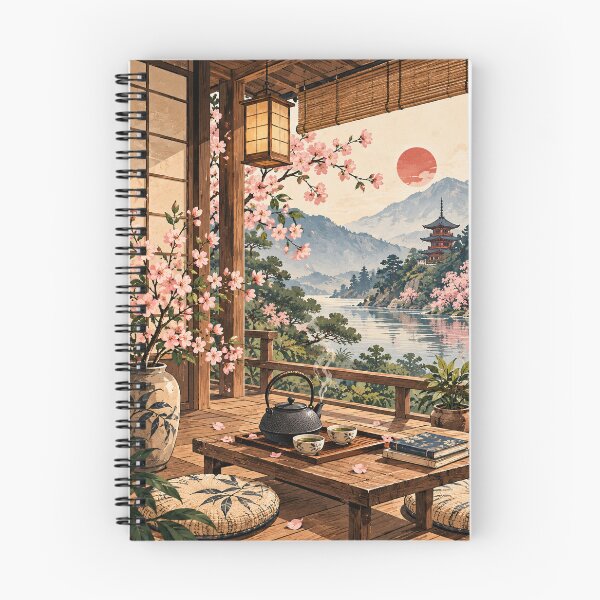 Item preview, Japanese Tea House Lake Notebook designed and sold by Smoimi.