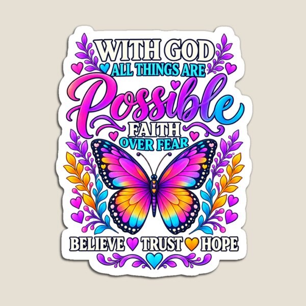 Artikelvorschau, Mit Gott ist alles möglich — Faith Butterfly entworfen und verkauft von symbolic Tees.