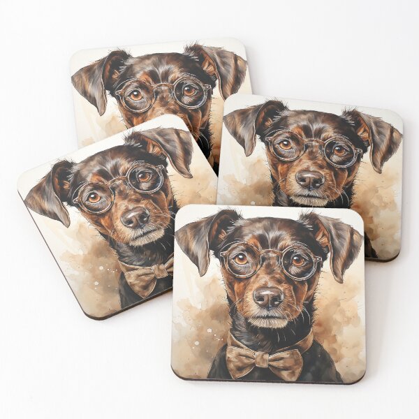 Item preview, Charming Canine - A Dapper Brown Down Wearing Glasses And A Bowtie - Watercolor Art - Dog Art designed and sold by CastleBySea.